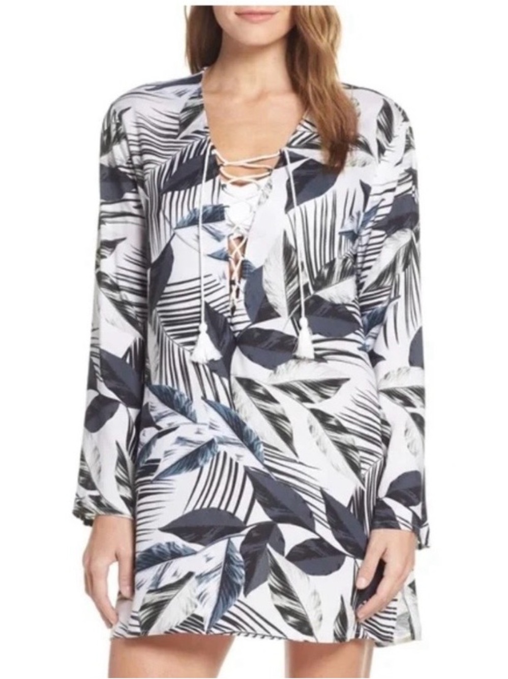 La Blanca White and Black Patterned Swim Cover-Up